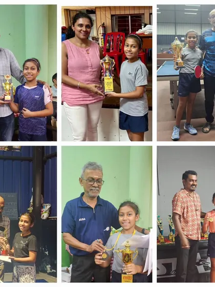 This collage showcases the incredible progress of 9-year-old Anaya Agarwal, who secured six different podium finishes in just two months. Her journey from a new paddler to a consistent winner is a testament to her dedication.