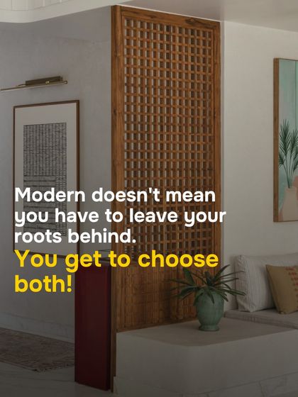 Being modern doesn't mean you have to leave your roots behind. You can have both. This space beautifully demonstrates how a traditional wooden jaali screen can be used as a partition in a contemporary living room.