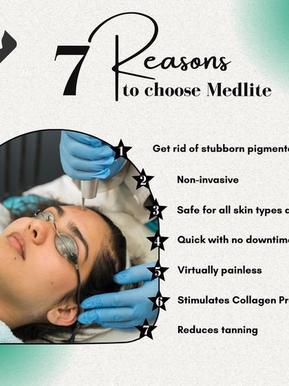 Here are seven key reasons to choose the Medlite laser. It is a non-invasive, safe, and painless solution for pigmentation that stimulates collagen and reduces tanning.