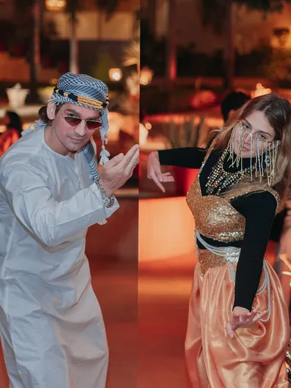 Guests embracing the Sufi night theme with their attire. I often suggest dress codes to enhance the immersive experience of a themed event.