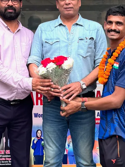 Sending off the Indian Police and Para Military Karate team from the KIO office for the World Police and Fire Games. We offer our blessings and support to all athletes representing India.