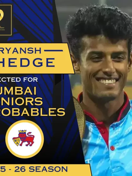 Another one of our senior players, Suryansh Shedge, gets the call-up for the Mumbai Seniors Probables. Consistency and hard work are key.
