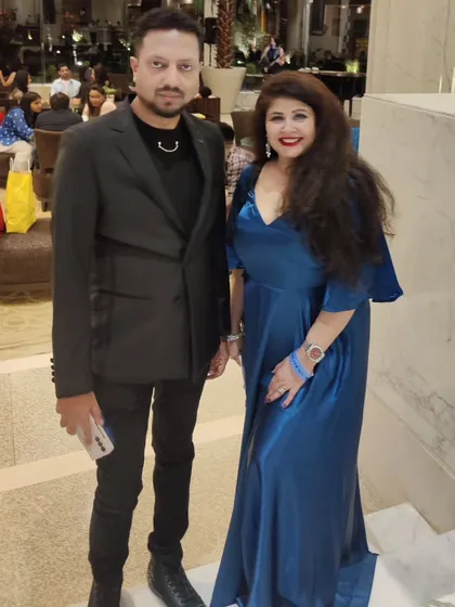 With a fellow designer at DTFW. My goal is to create pieces like this gown that make women feel confident and beautiful at any event.
