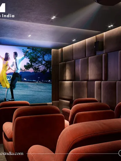 This project shows how classic cinema elegance can be achieved in a personal space. The combination of rich, red recliner seats, dark acoustic wall paneling, and a massive, vibrant screen delivers a timeless and luxurious movie-watching experience.