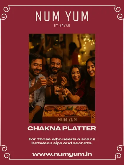 My Chakna Platter is designed for those chill sessions with drinks. It's the perfect snack assortment to share between sips and secrets, keeping the conversation flowing all night.