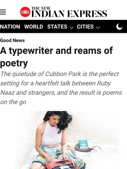 A duplicate of the New Indian Express feature, a testament to how much this recognition means to me.