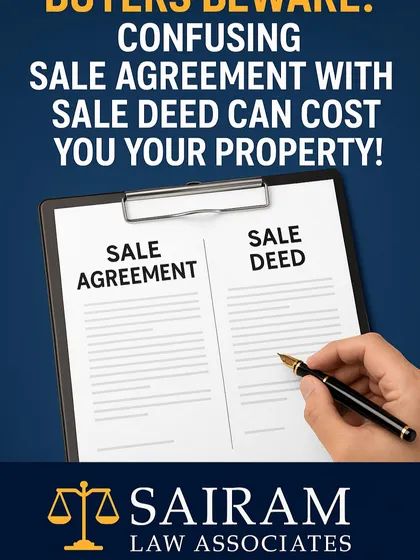 A common and costly mistake for property buyers is confusing a Sale Agreement with a Sale Deed. This visual highlights the critical distinction. I provide meticulous legal drafting to ensure your ownership is secured without ambiguity, protecting you from losing your property over a technicality.