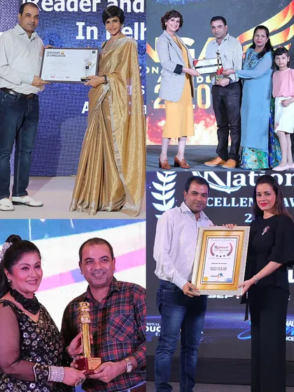 This collage is a snapshot of our journey and achievements. It features moments from various award ceremonies where Himanshu Art Institute was recognized for its contribution to art and education, a testament to our long-standing mission.