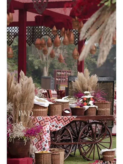 Another view of the spice cart, a key element of the Souk theme. The vibrant colors and textures of the spices themselves become part of the decor.