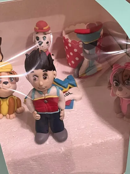 Here are the Paw Patrol fondant toppers, all boxed up and ready to go. Creating a full set like this, with Ryder and all the pups, takes several days but the result is always worth it.