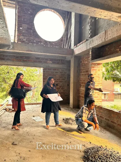 A photo of my team on a construction site, showcasing the initial planning and excitement.