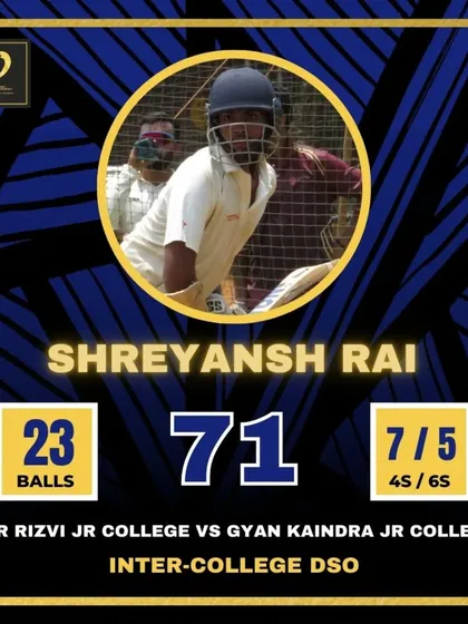 A quickfire 71 from Shreyansh Rai for his college team.
