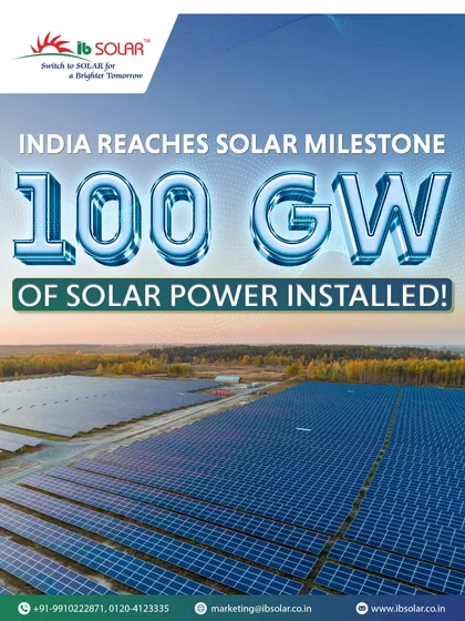 A landmark achievement for India. The nation has crossed the 100 GW mark in installed solar power capacity. This milestone reflects the rapid adoption of solar energy and our collective commitment to a sustainable future.