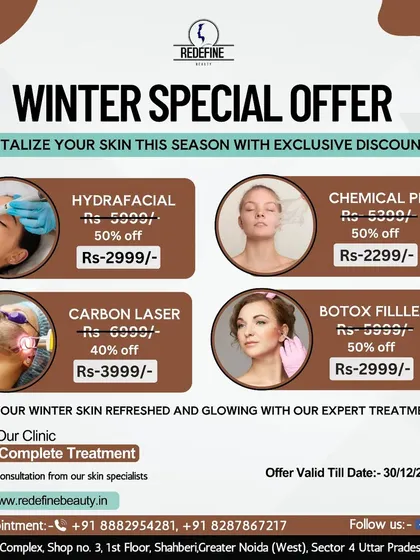 To help you revitalize your skin, I sometimes run special offers on popular treatments. This graphic shows an example of our seasonal discounts, including on Botox and fillers, to make starting your journey easier.