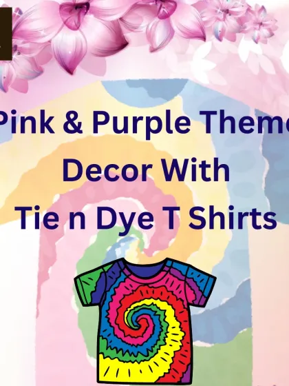 A graphic highlighting the tie-dye T-shirt activity offered at the pink and purple themed party.