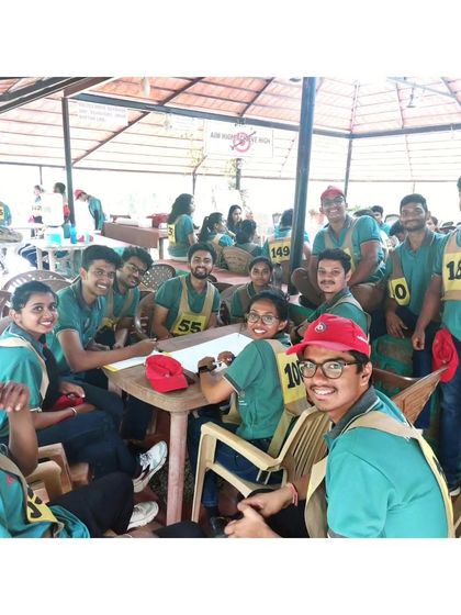 Our team taking a break between activities at the leadership camp.