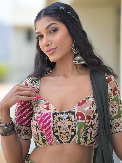 A close-up on the green eyeliner. It's a simple switch that makes a big impact, showing that festive makeup can be both creative and easy to wear.