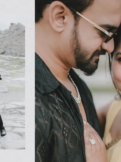 A diptych pairing a full-length shot with a stunning, intimate close-up of the bride. This shows my ability to capture both the grand picture and the delicate, personal details.