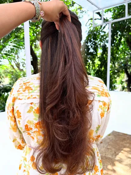 Are you even birthday ready if your hair ain’t done? This transformation involved covering significant grey regrowth and blending it into a rich, youthful brunette color with a fresh cut.