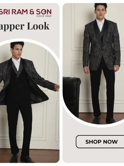 Redefine sophistication with a suit that commands attention. This black patterned suit is your key to an unforgettable impression.