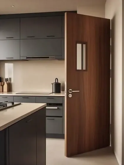 A simple yet modern wooden door for a kitchen, showing that we pay attention to every detail, including the doors.