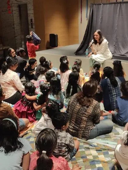 A full house at Atta Galatta in Bangalore for a children's festival. Spaces dedicated to books and art have a special energy that makes performing a joy.