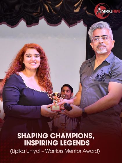 Our founder, Lipika Uniyal, receives the "Warriors Mentor Award" for her dedication to shaping champions and inspiring legends.