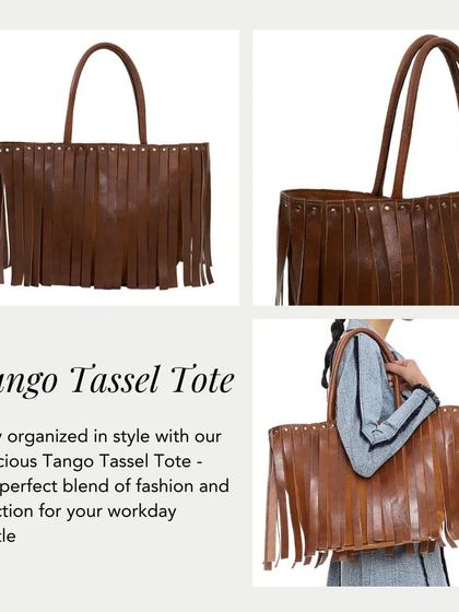 Stay organized in style with our spacious Tango Tassel Tote. It's the perfect blend of fashion and function for your workday hustle.