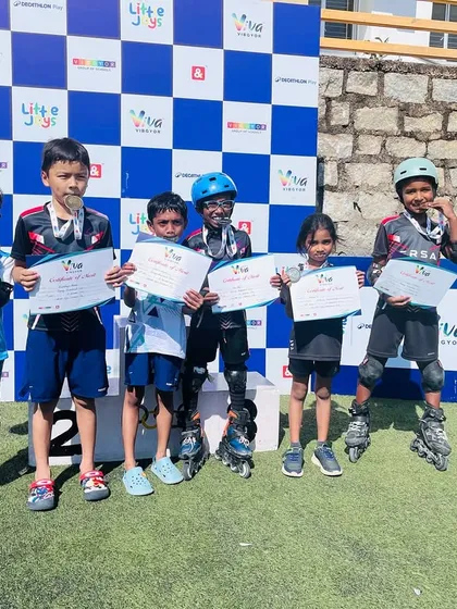 Celebrating our winners from an inter-school skating competition. We encourage our students to participate in external events to build experience and confidence. Seeing them on the podium with their medals is a proud moment for our entire team.