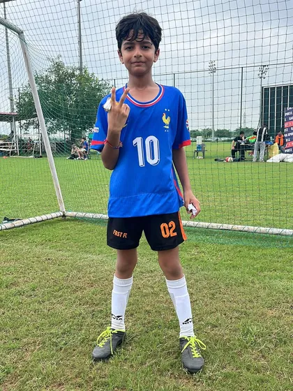 Avyaan Narang from our U8 team, who was awarded Man of the Match in the Pride Cup.