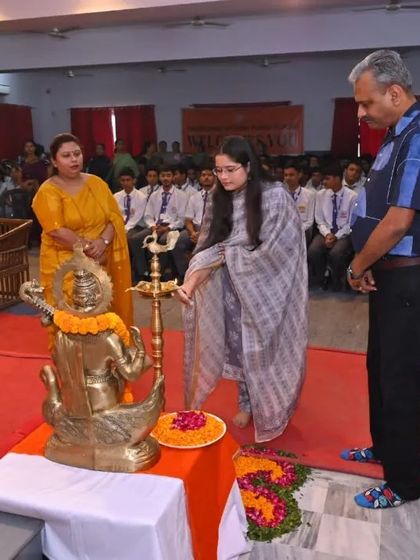 Lighting the lamp to inaugurate a career counseling session for students. I believe in empowering young minds with the knowledge and confidence to make the right choices for their future.