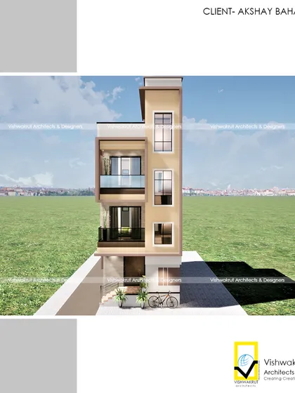 Here is a completed 4BHK house we designed on a narrow 15x23 feet plot in Bhendkhal, Uran. This project, named 'Eifel Tower', shows our expertise in creating spacious and functional homes on challenging urban plots.
