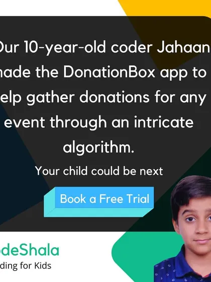 We are so proud of our 10-year-old coder, Jahaan, who designed and built the 'DonationBox' app. His project uses a unique algorithm to help organize and gather donations for community events.