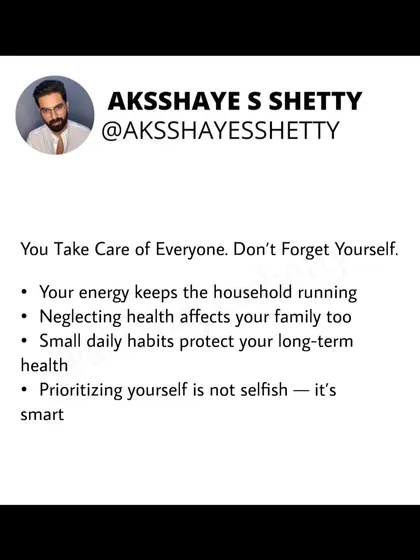 You take care of everyone, but it's crucial not to forget yourself. Your energy keeps the household running, and neglecting your health affects your family too. Prioritizing yourself is not selfish; it's a smart and necessary part of being a caregiver.