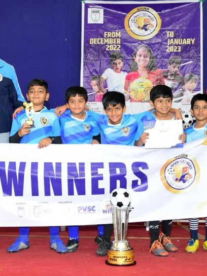 Our Under 8 team celebrating their Baby League championship. These early victories build a strong foundation of confidence.
