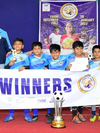 Our Under 8 team celebrating their Baby League championship. These early victories build a strong foundation of confidence.