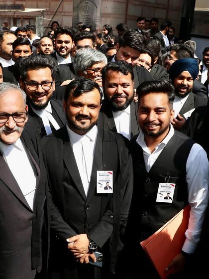 A candid moment with senior advocates and colleagues during the Delhi High Court Bar elections. The sense of community is a vital part of our profession.