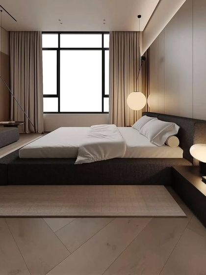 This angle shows the integrated shelving and seating area, making the bedroom a multi-functional living space.