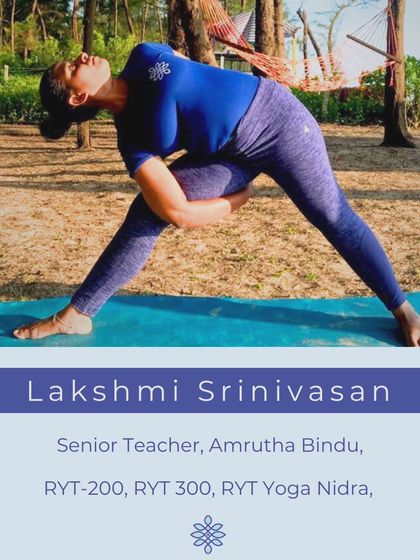 Meet Lakshmi Srinivasan, a senior teacher specializing in nervous system rehabilitation and prenatal yoga. With a background in classical music, her voice is one of her greatest strengths in guiding students.