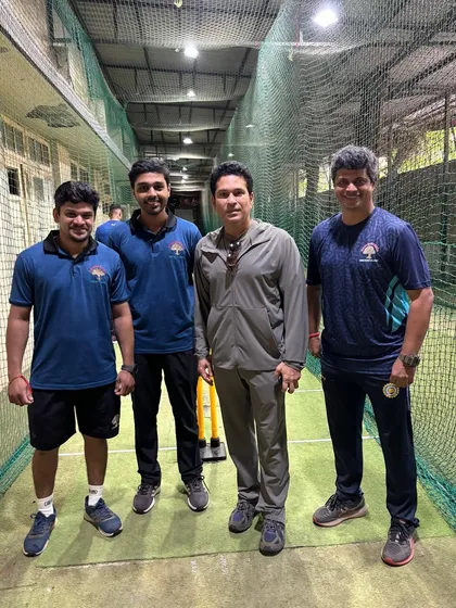 The coaching staff and I with Sachin Tendulkar during his visit. Learning from the best is a continuous process, even for coaches.