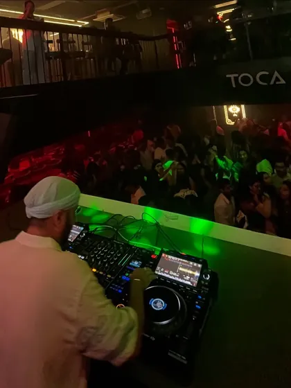 From my perspective at the console, looking out at the energetic crowd at Toca.