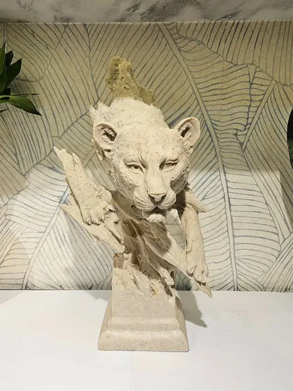 A similar design featuring a lion cub, perfect as a standalone piece or paired with the adult lion.