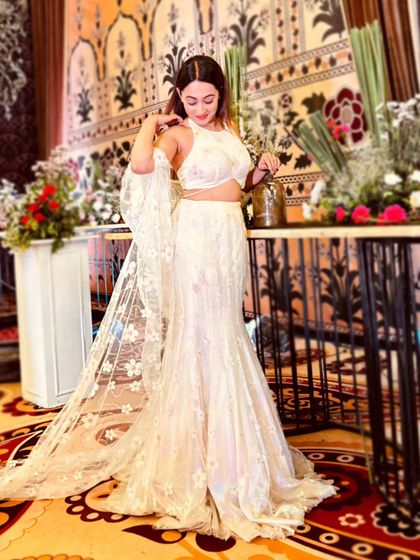 Another look at my white outfit, showing the beautiful flare of the skirt. It was perfect for moving around and interacting with guests.