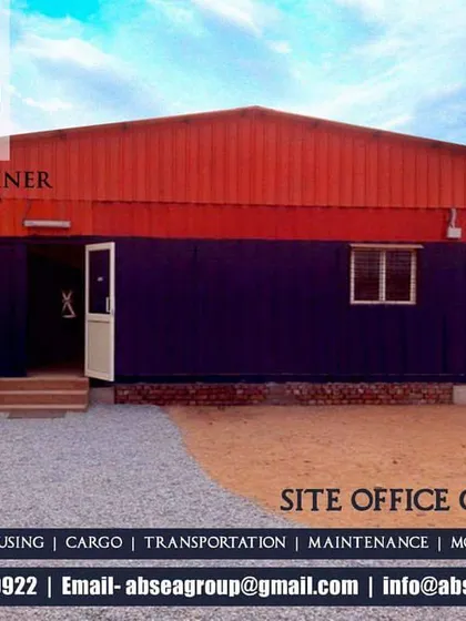 A large site office container built for a corporate client, featuring a durable exterior finish and practical design. These structures are built to withstand harsh site conditions.