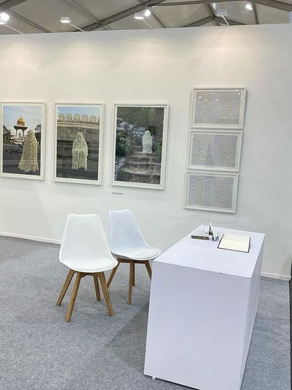 A clean shot of the photography and sculpture section of our Art Mumbai booth before the crowds arrive.
