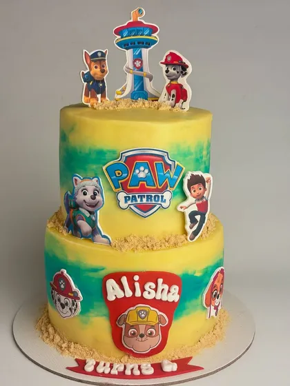 No job is too big, no pup is too small! This two-tier Paw Patrol cake was for a very special birthday. I focus on creating clean, vibrant designs that bring your child's favorite characters to life, making their celebration extra memorable. The kids' smiles make it all worthwhile.