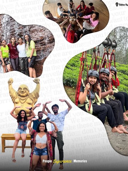 A collage of our people, experiences, and memories. From waterfall dips to ziplining adventures, this is what a weekend with Tripper Trails looks like. A whole lot of fun and bonding.