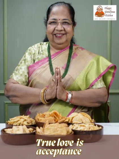 Dadisaa with her hands in a namaste, a gesture of gratitude and acceptance. We are so thankful for the love you have shown our kitchen and our family.
