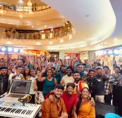 Nothing beats this feeling! A picture with our amazing audience at Mantri Mall for a Kannada Rajyotsava celebration. Your energy is what makes our performances so special. We are a multilingual band, but singing Kannada songs for a home crowd is always a powerful experience.