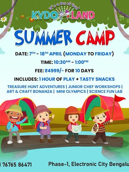 Get ready for a summer of creativity and fun. My 10-day summer camp is packed with activities like treasure hunts, junior chef workshops, and science labs, plus daily playtime and snacks are all included.